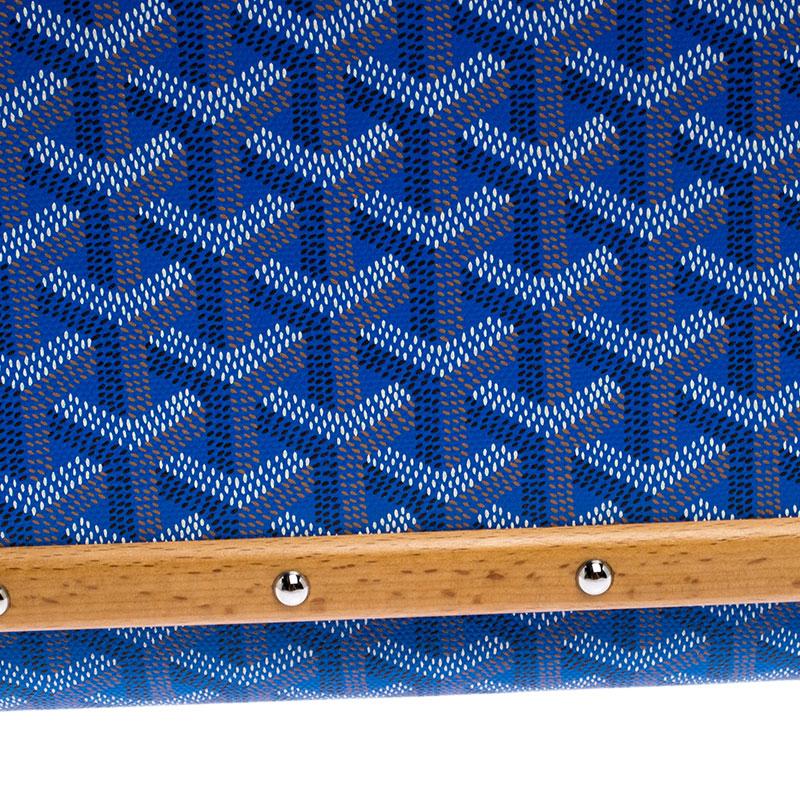Goyard Blue Coated Canvas Monte Carlo Bois Clutch In Good Condition For Sale In Dubai, Al Qouz 2