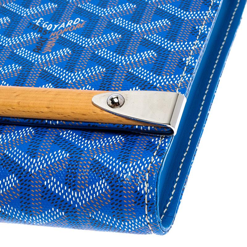 Goyard Blue Coated Canvas Monte Carlo Bois Clutch For Sale 1