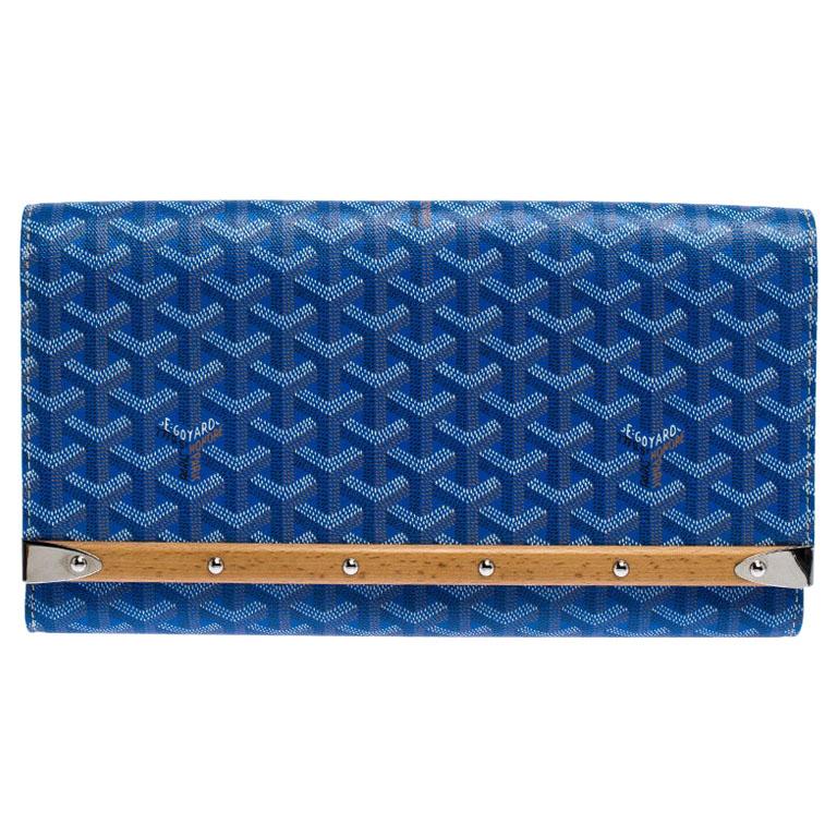 Goyard Blue Coated Canvas Monte Carlo Bois Clutch For Sale at