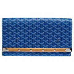 Goyard Goyardine Monte Carlo Bois Clutch with Strap Sky Blue