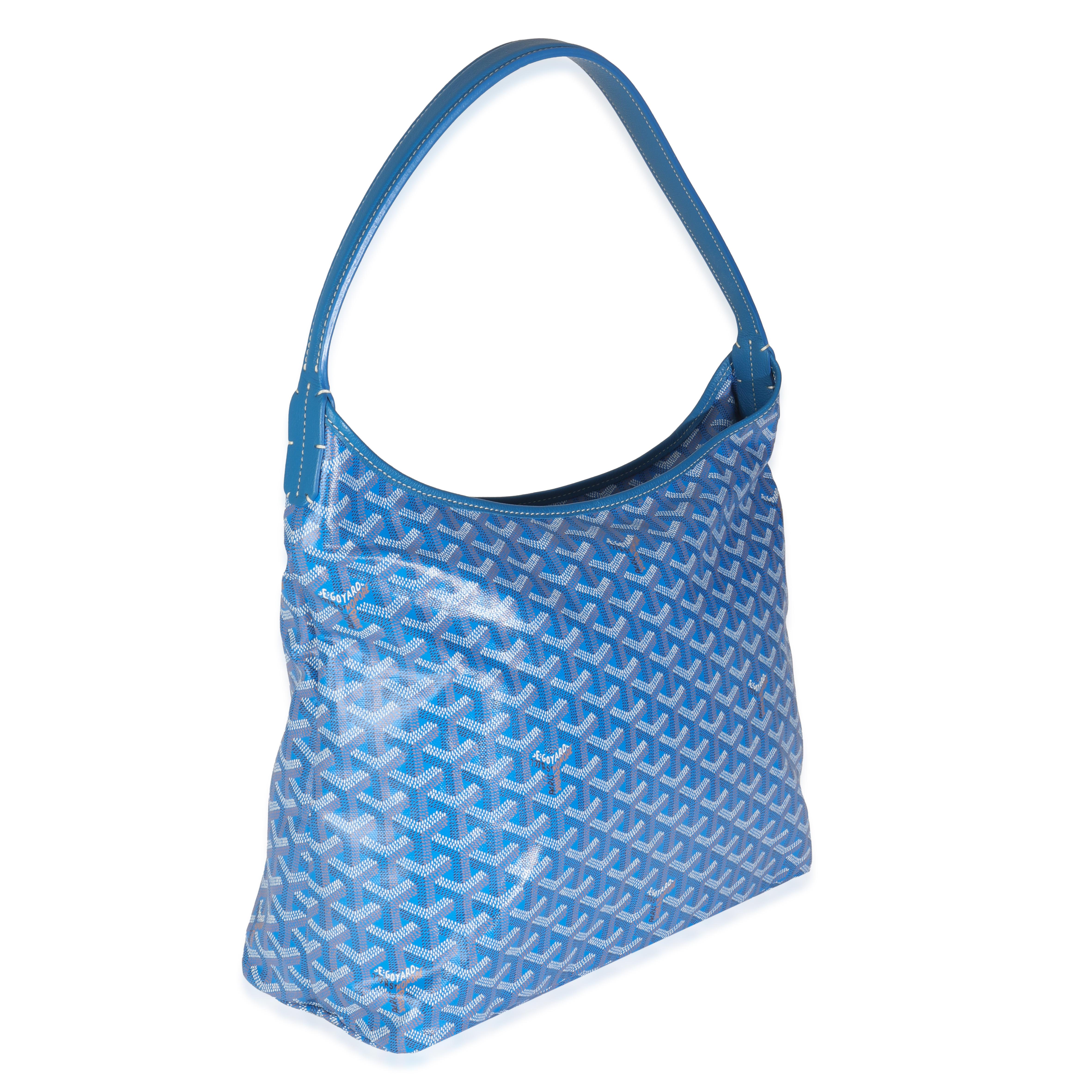 Goyard Blue Goyardine Canvas Boheme Hobo In Excellent Condition For Sale In New York, NY