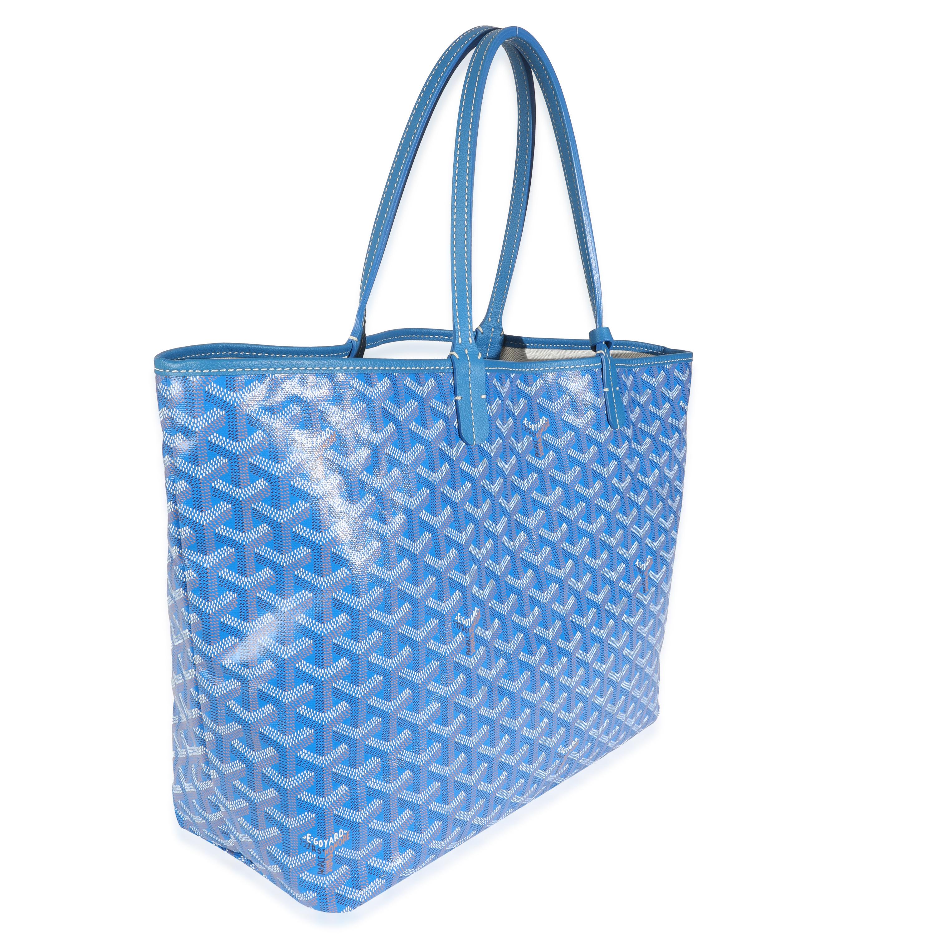 Goyard Blue Goyardine Canvas Saint Louis PM In Excellent Condition For Sale In New York, NY