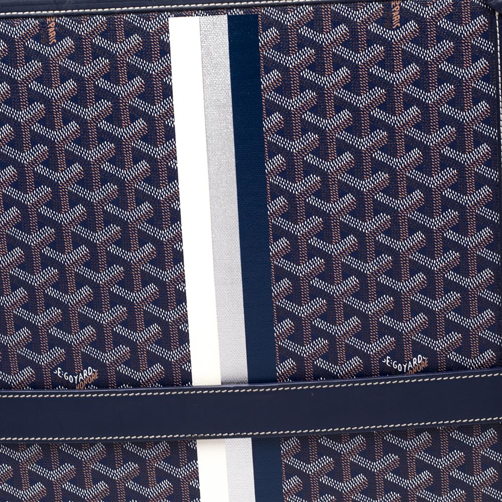 Goyard Blue Goyardine Coated Canvas and Leather Bourget PM Trolley 3