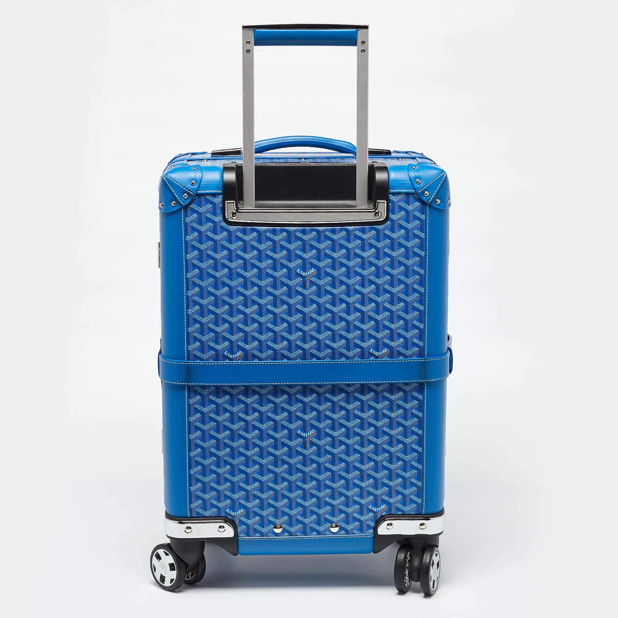 Women's Goyard Blue Goyardine Coated Canvas and Leather Bourget PM Trolley