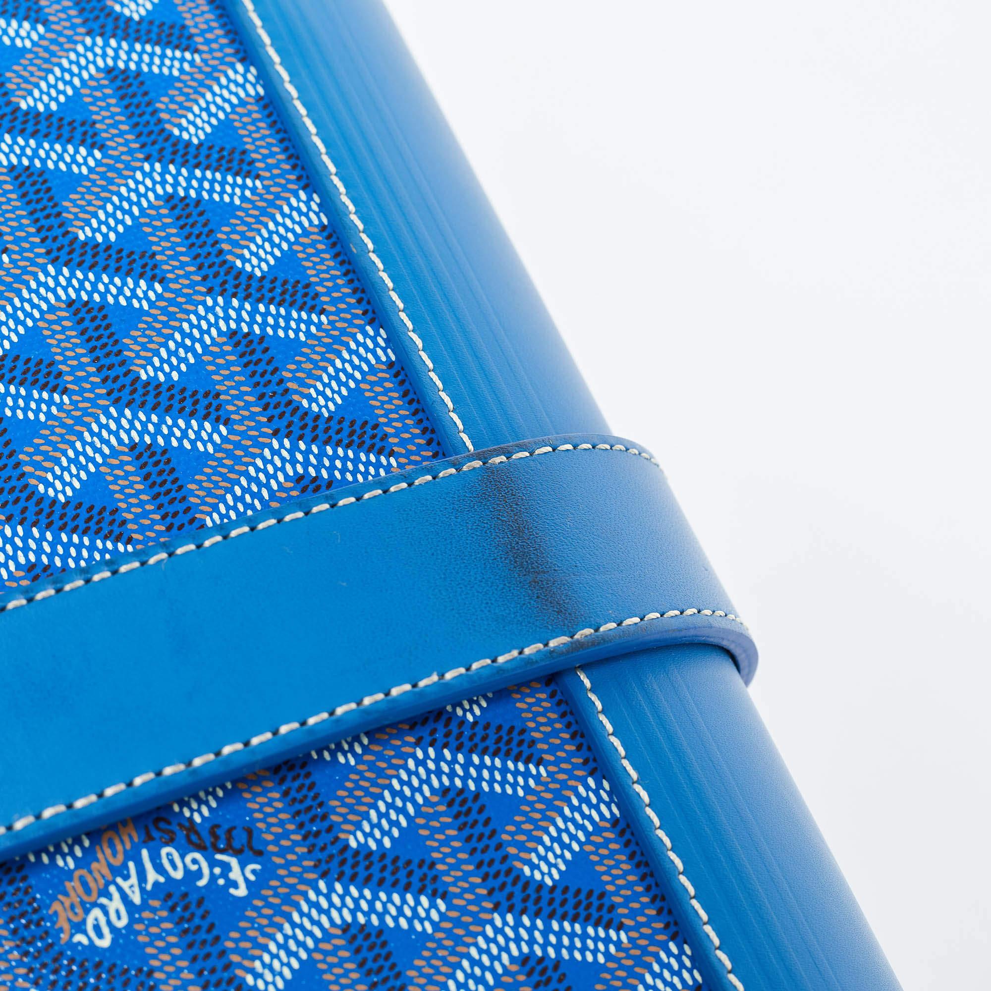 Goyard Blue Goyardine Coated Canvas and Leather Bourget PM Trolley 3