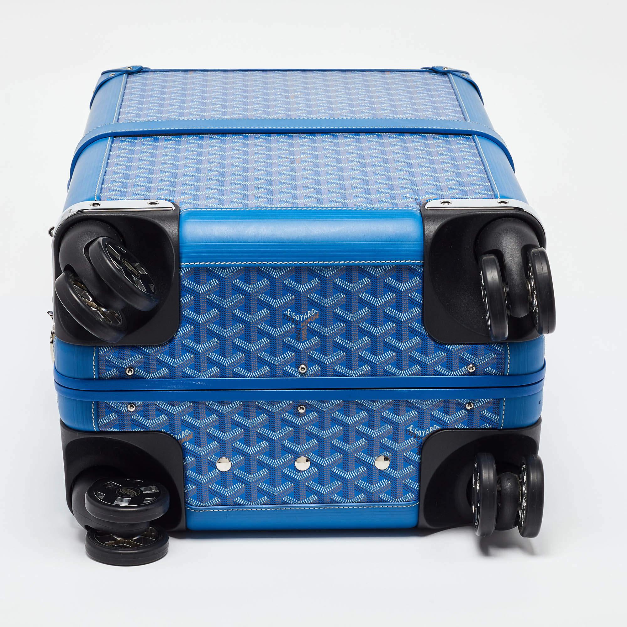 Goyard Blue Goyardine Coated Canvas and Leather Bourget PM Trolley 4
