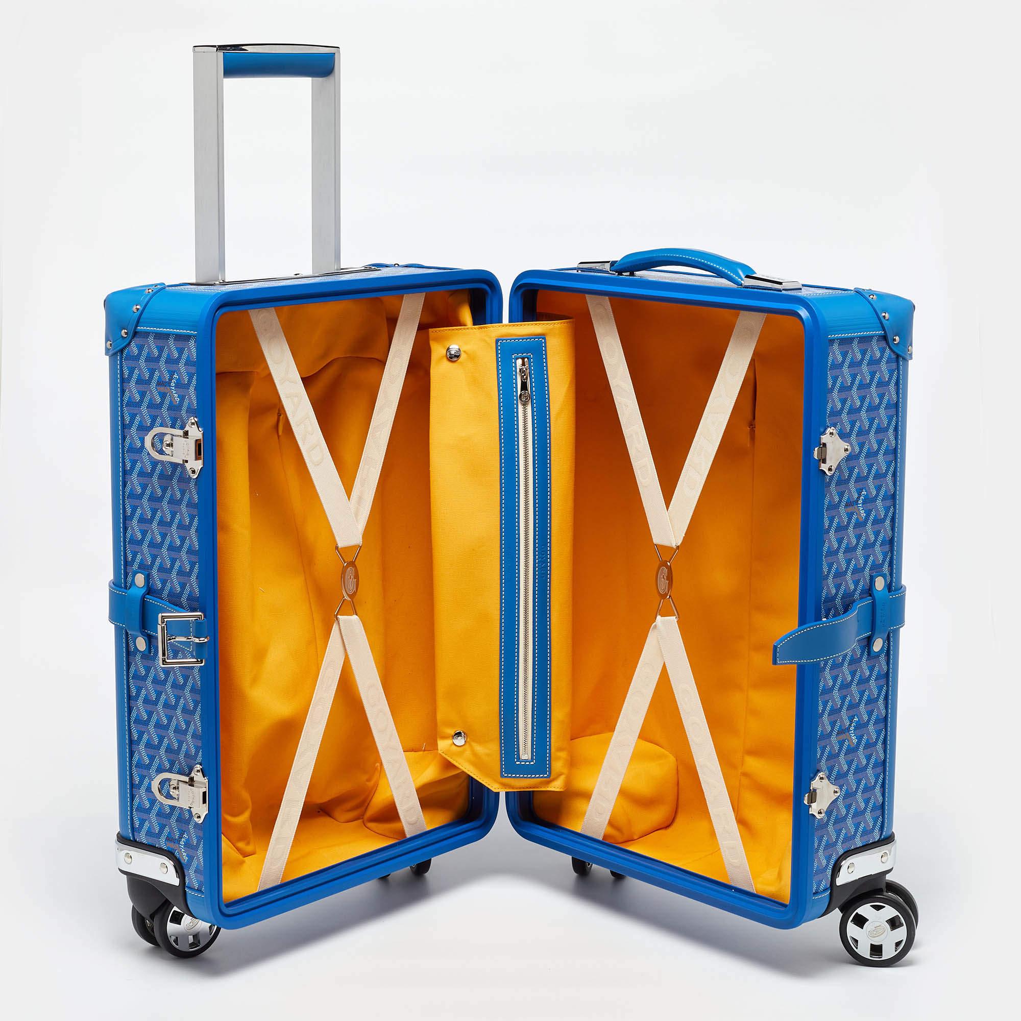Goyard Blue Goyardine Coated Canvas and Leather Bourget PM Trolley 5