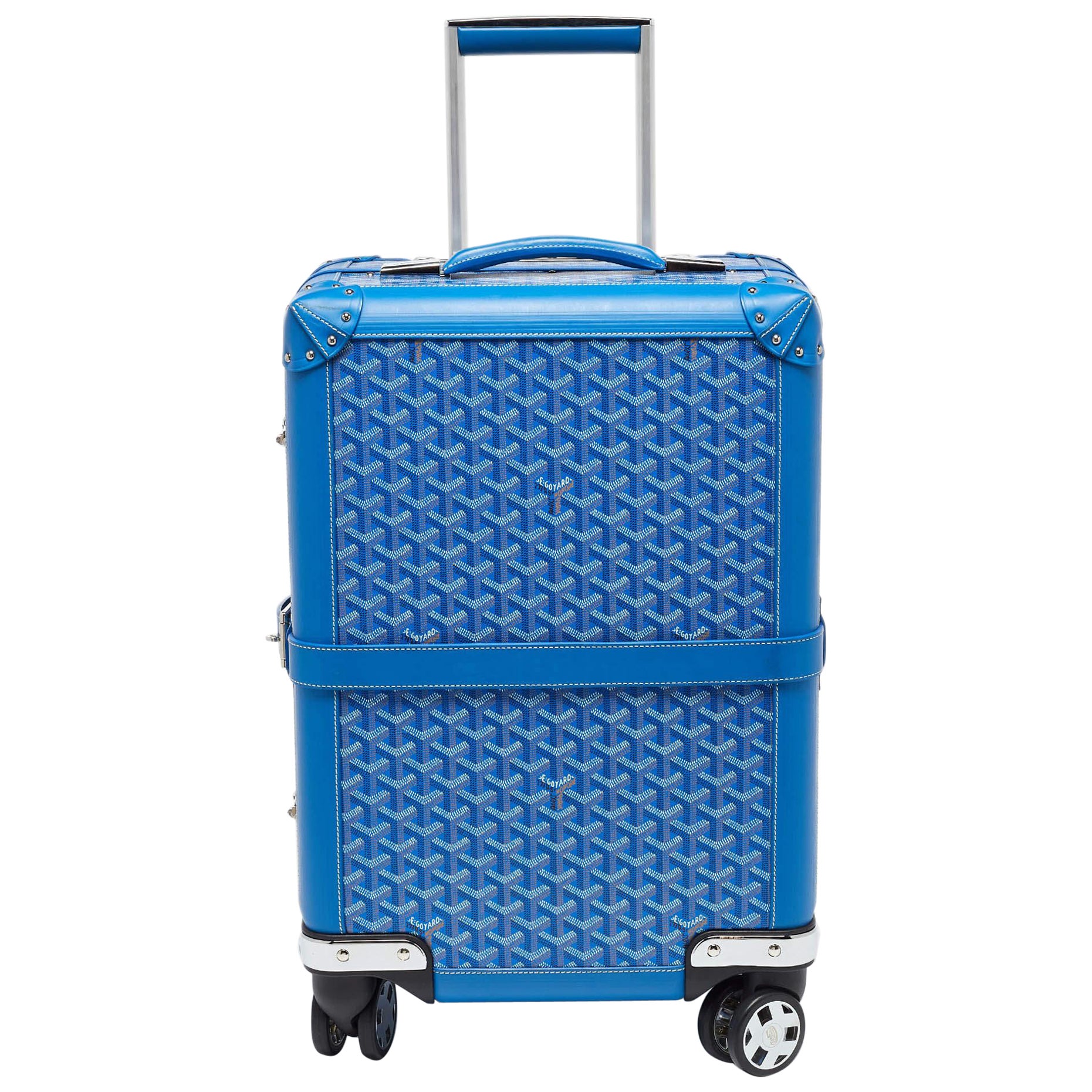 Goyard Blue Goyardine Coated Canvas and Leather Bourget PM Trolley