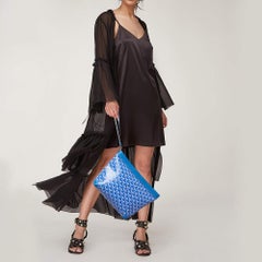 Goyard Blue Goyardine Coated Canvas and Leather Conti Pouch