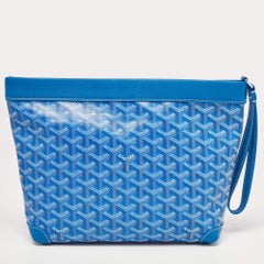 Goyard Blue Goyardine Coated Canvas and Leather Conti Pouch
