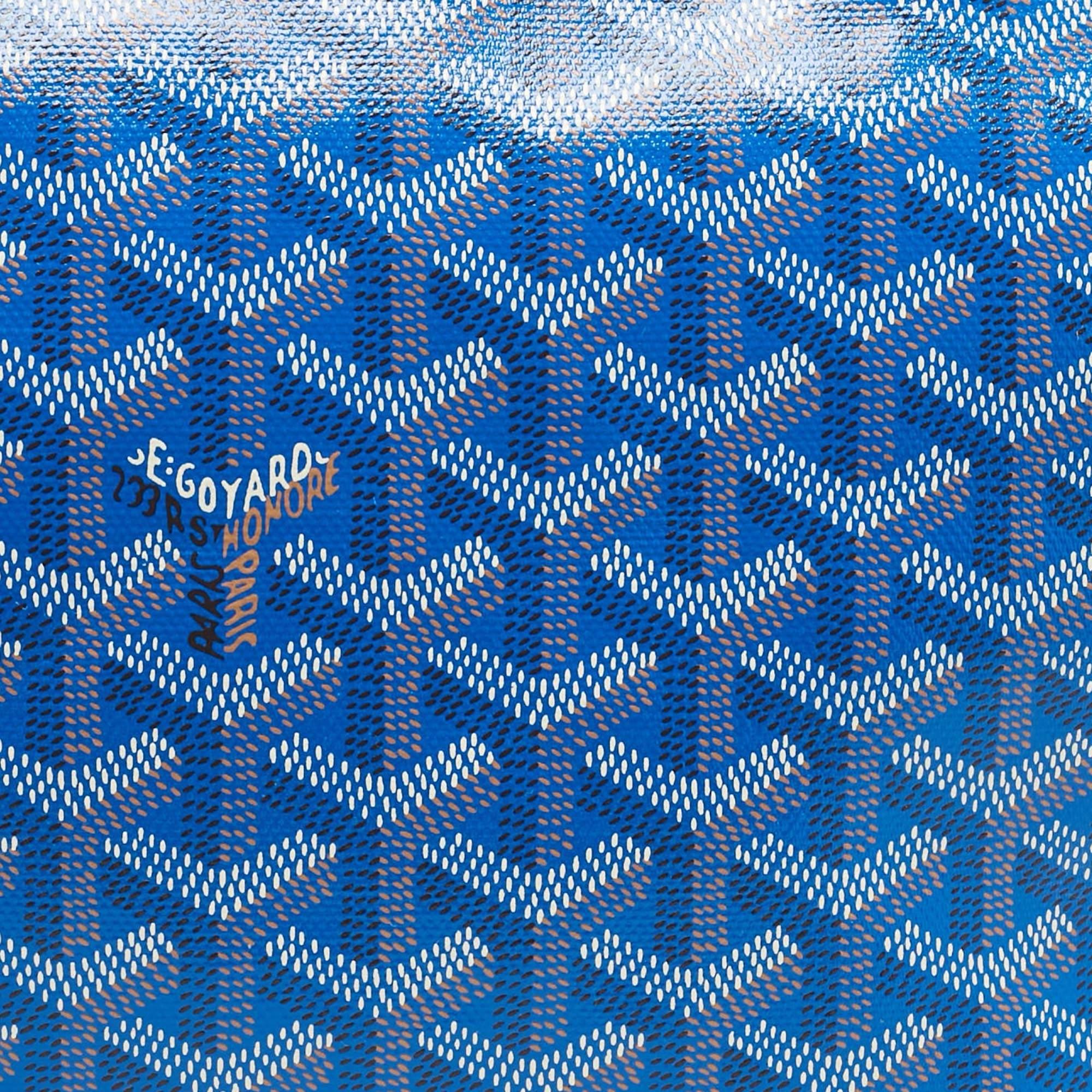 Goyard Blue Goyardine Coated Canvas and Leather Conti Pouch For Sale 1