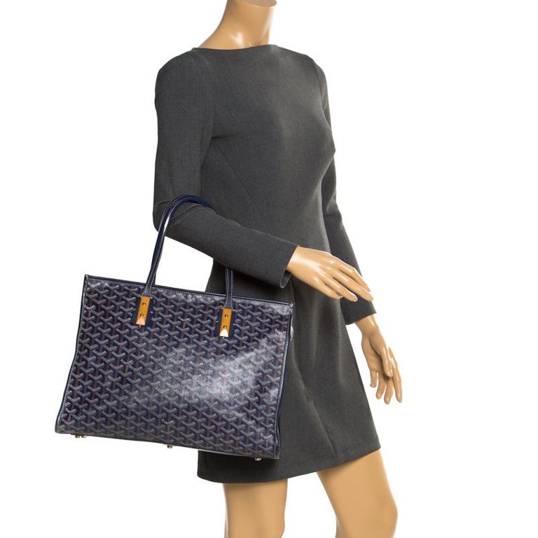 Goyard Blue Coated Canvas and Leather Marquises Tote at 1stDibs