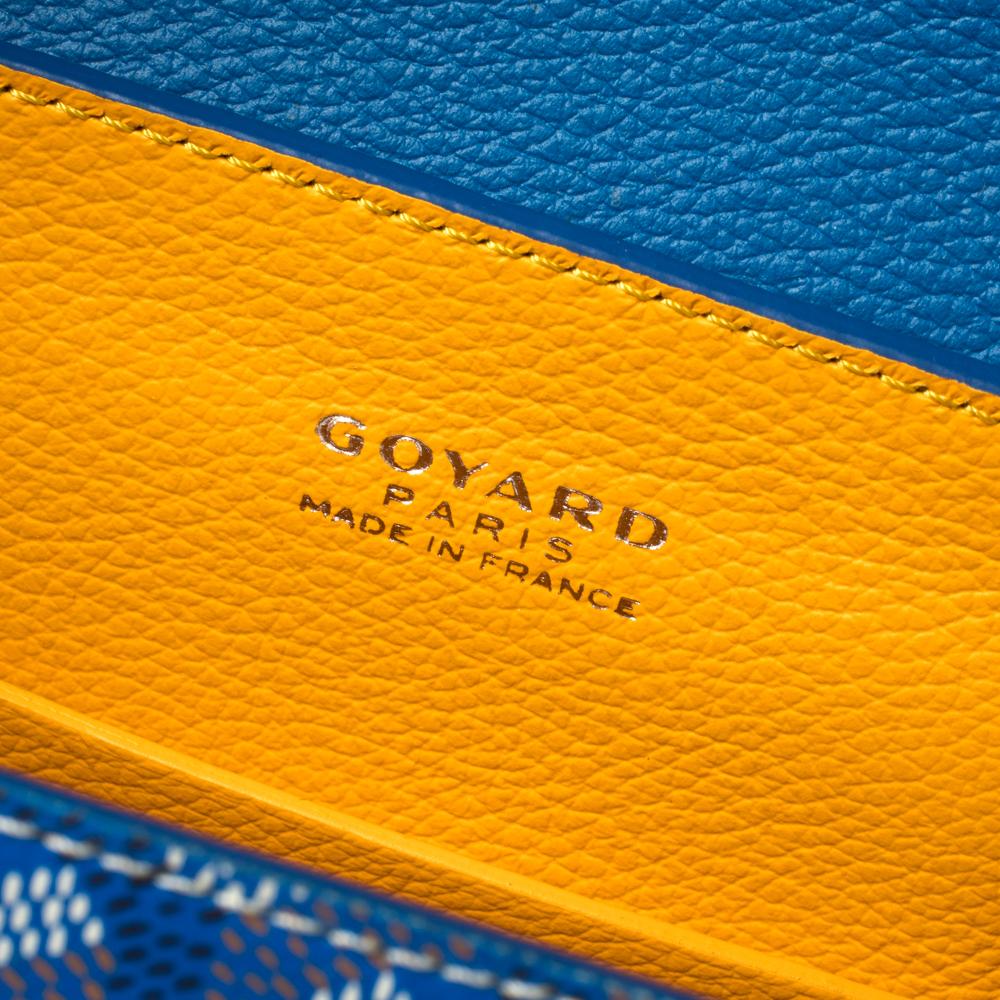 Goyard Blue Goyardine Coated Canvas And Leather Mini Saigon Top Handle Bag In Excellent Condition In Dubai, Al Qouz 2