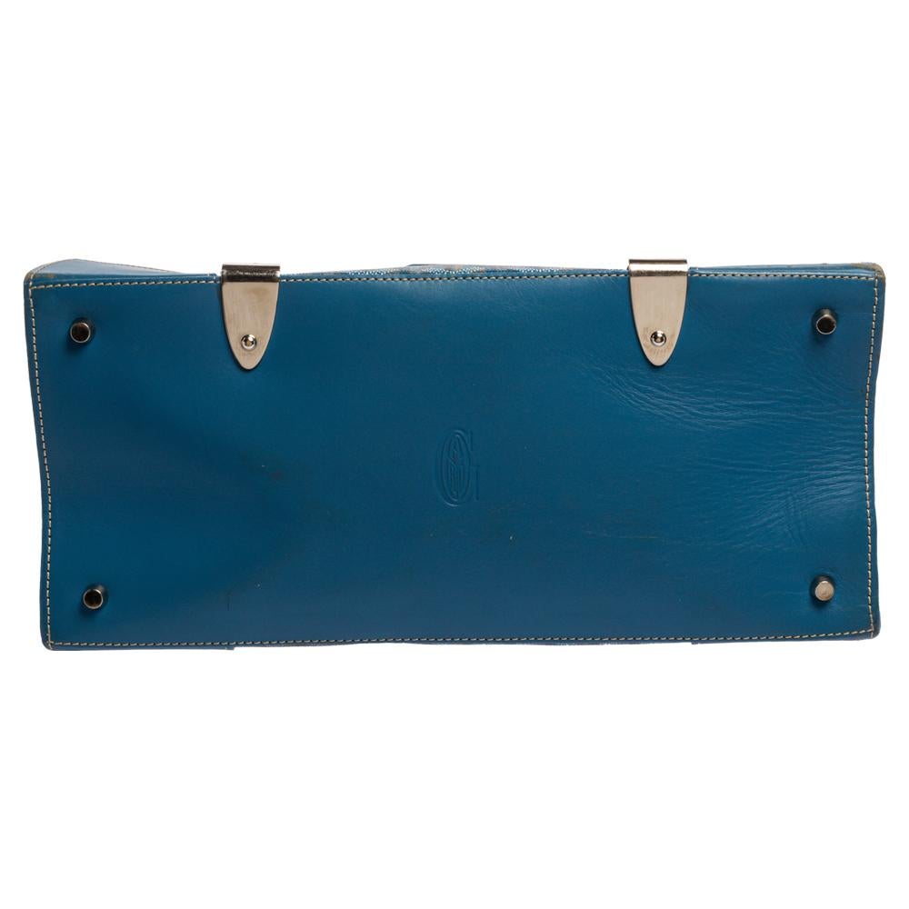 Donna Borsa Saigon con manico superiore in tela e pelle blu di Goyard