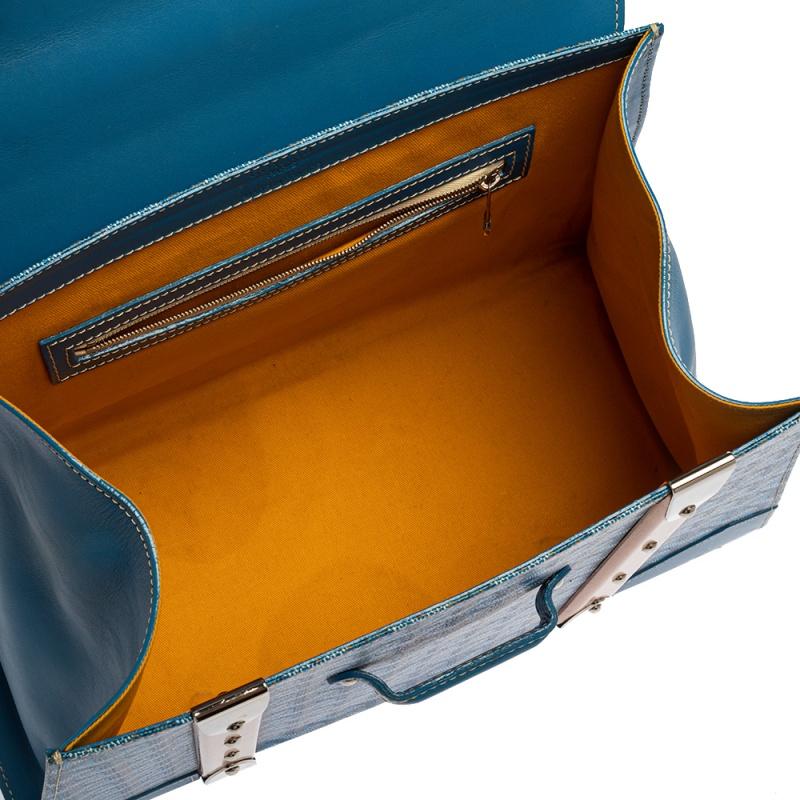Goyard Blue Goyardine Coated Canvas and Leather Saigon Top Handle Bag 2