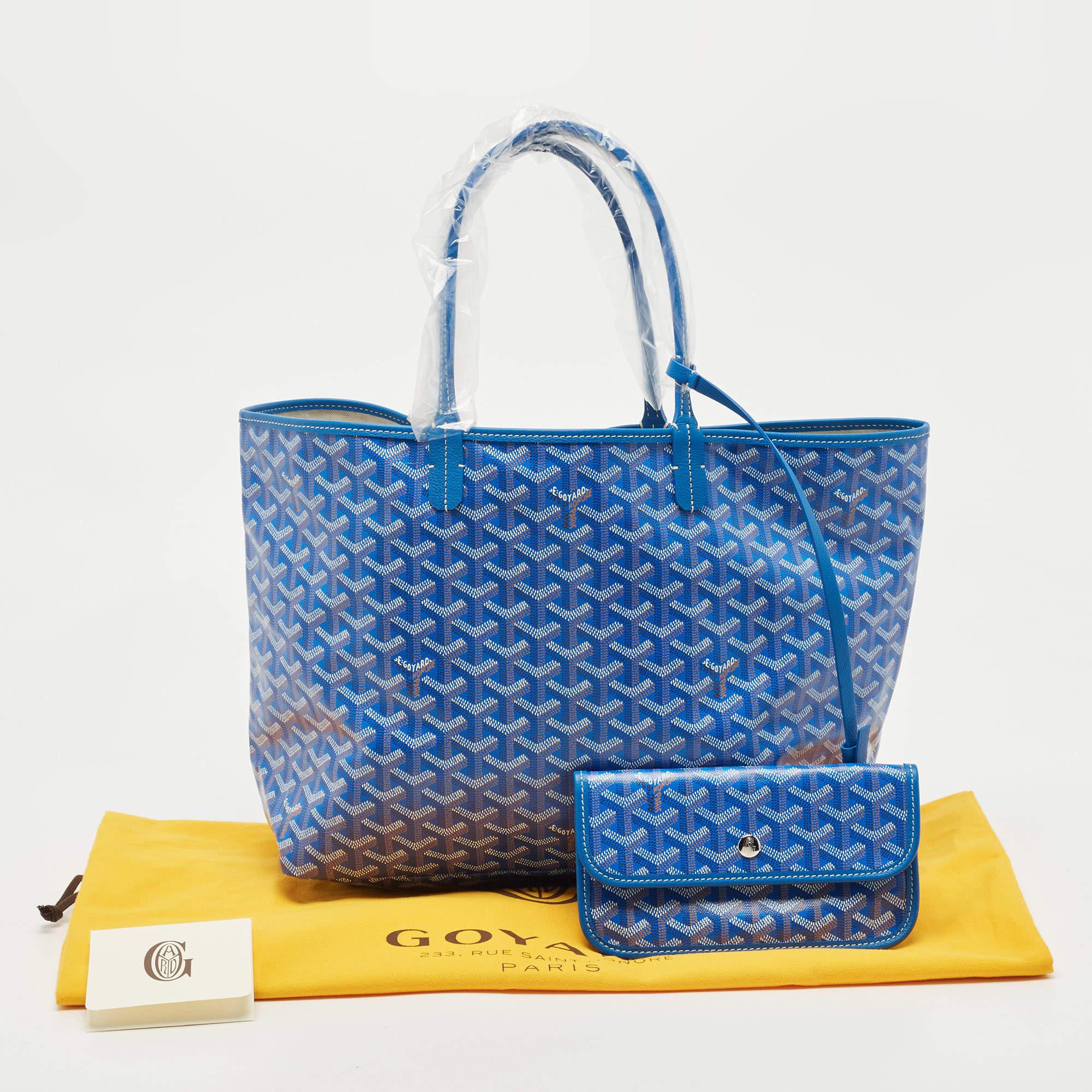 Goyard Sac cabas Saint Louis PM en toile et cuir enduite Goyardine bleue 7