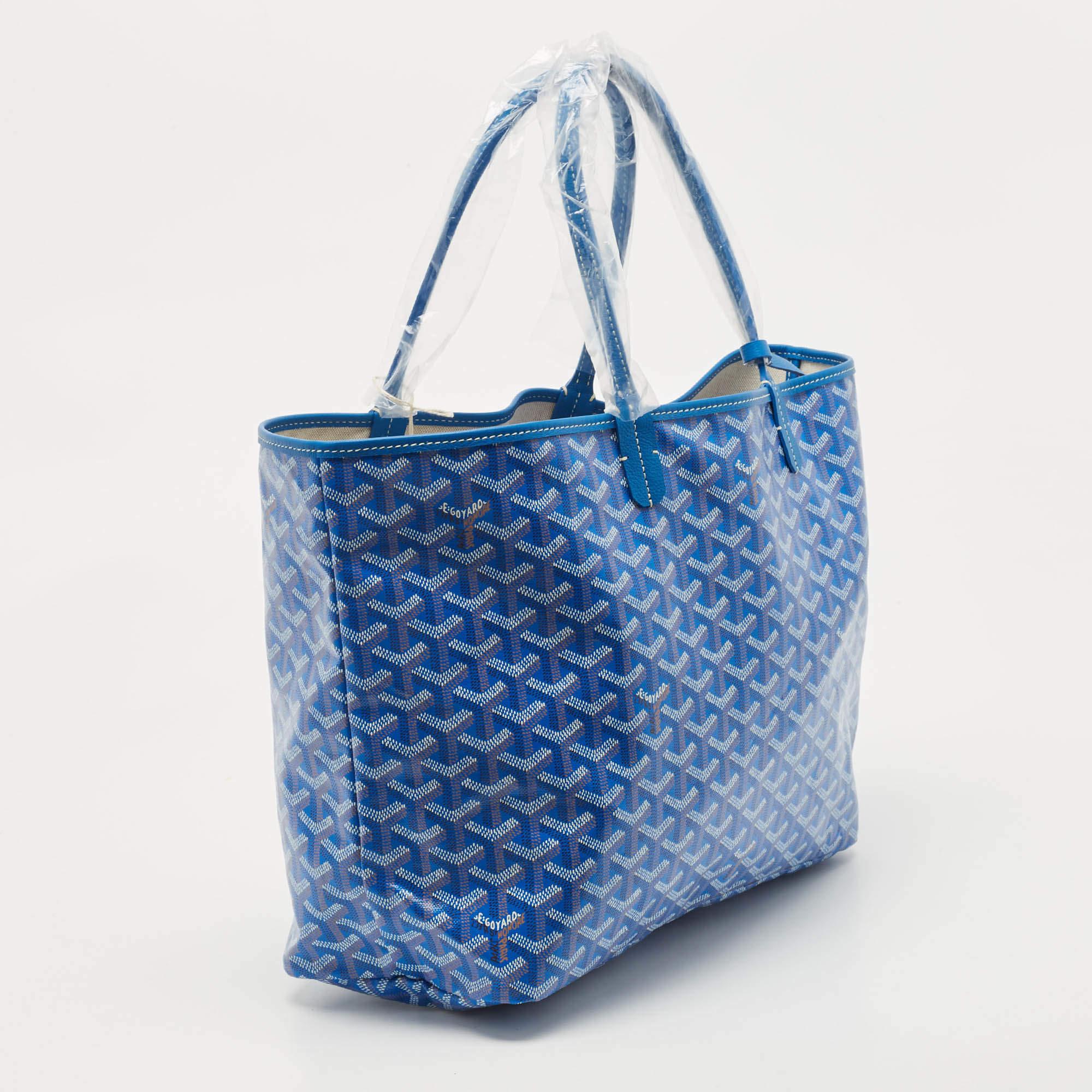 Women's Goyard Blue Goyardine Coated Canvas and Leather Saint Louis PM Tote