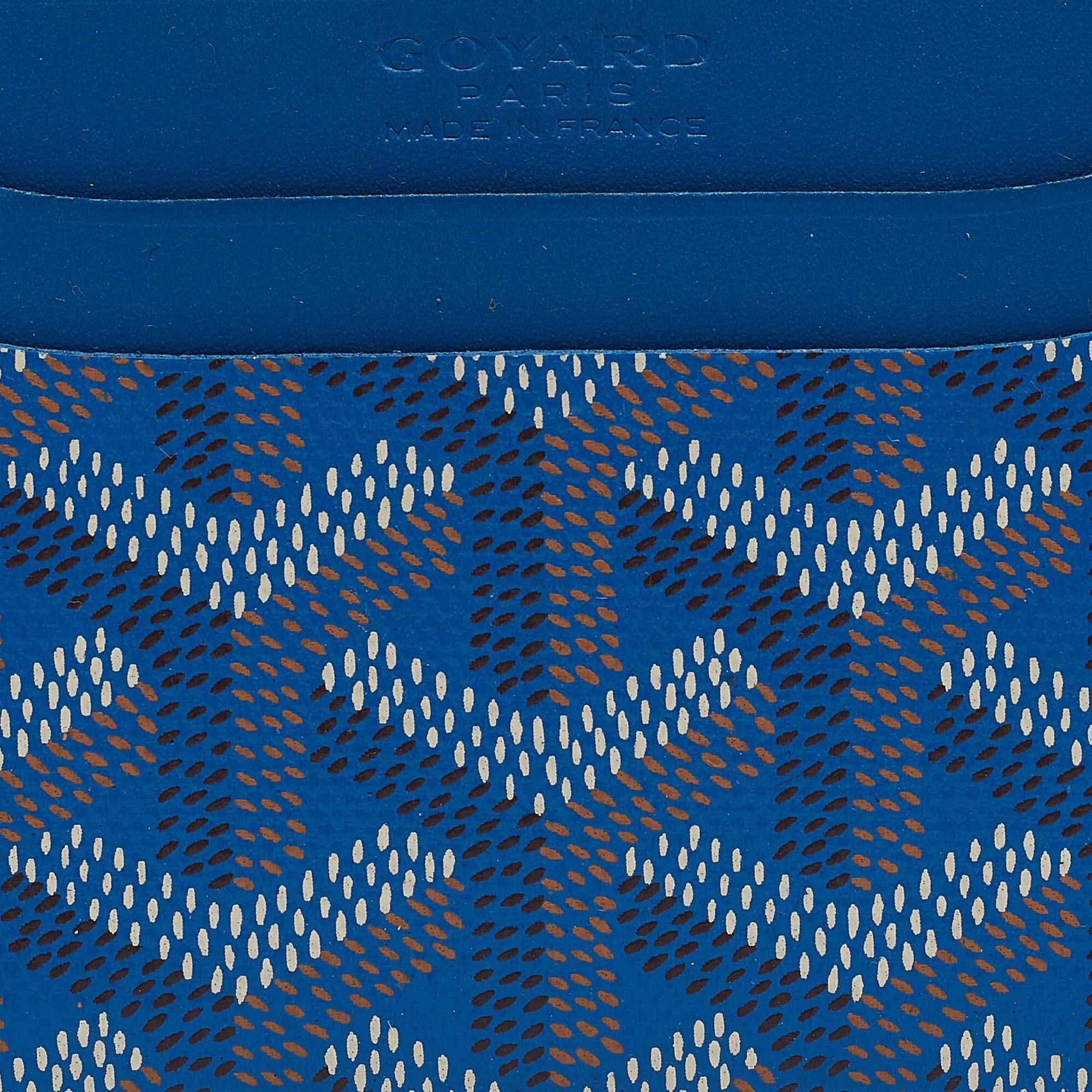 Goyard Blue Goyardine Coated Canvas and Leather Saint Sulpice Card Holder In New Condition For Sale In Dubai, Al Qouz 2