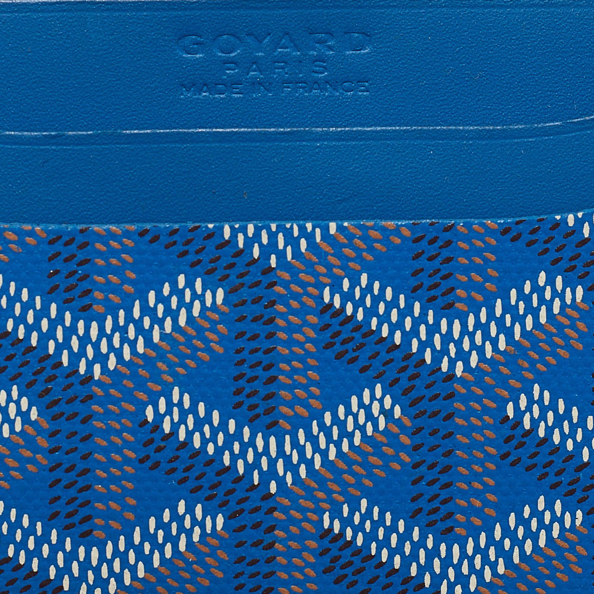 Men's Goyard Blue Goyardine Coated Canvas and Leather Saint Sulpice Card Holder For Sale