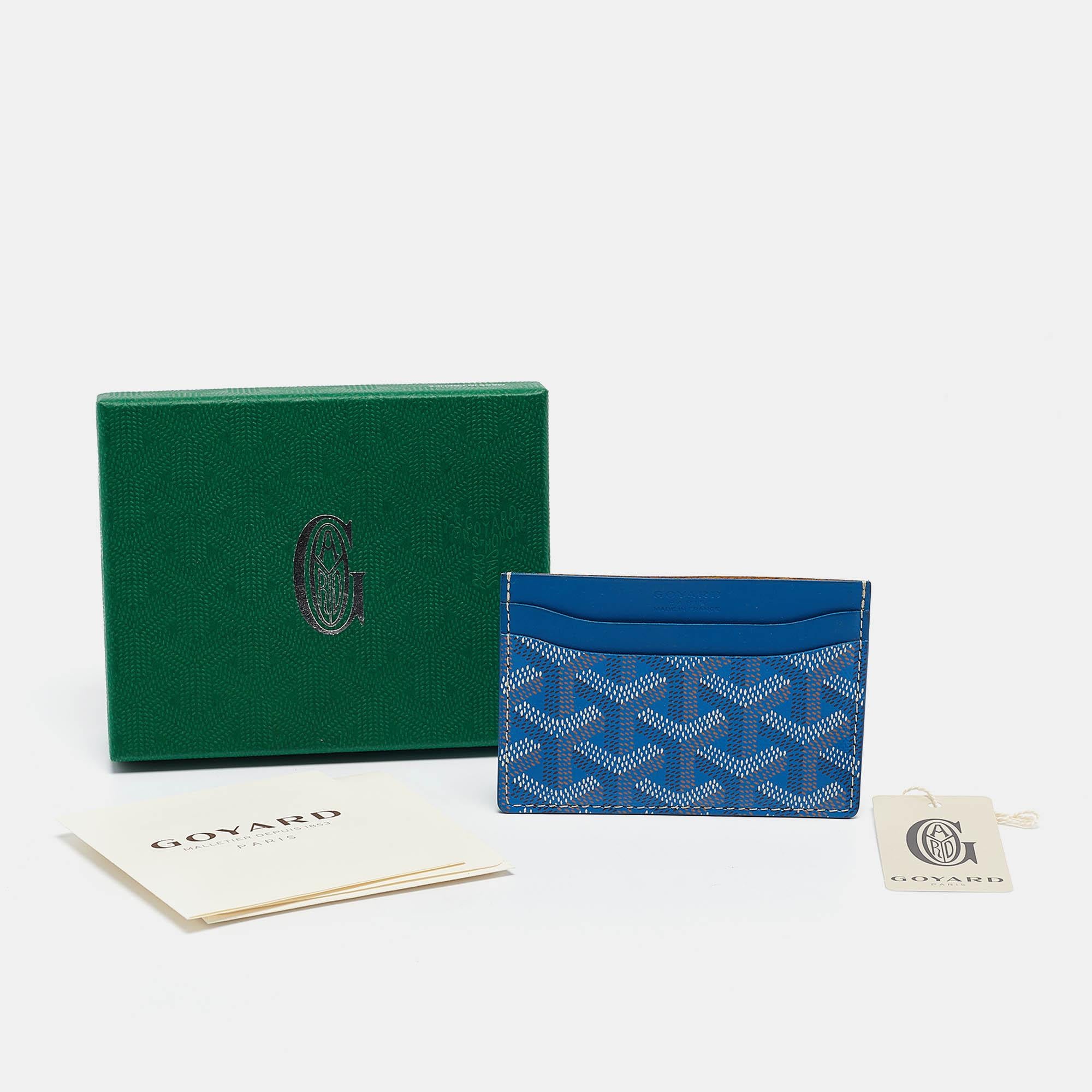 Goyard Blue Goyardine Coated Canvas and Leather Saint Sulpice Card Holder For Sale 1