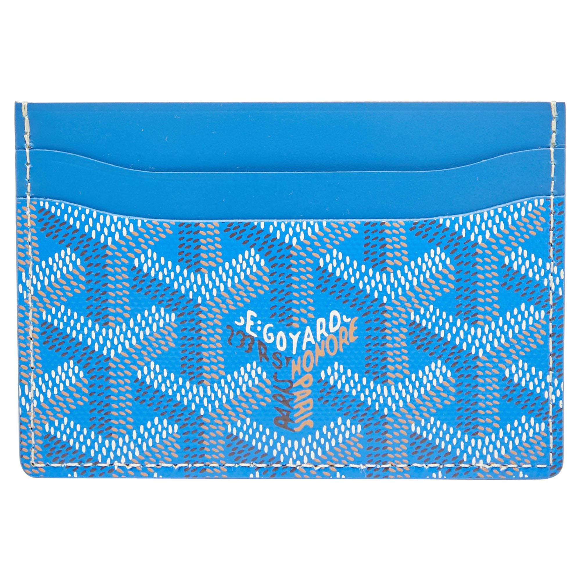 Goyard Blue Goyardine Coated Canvas and Leather Saint Sulpice Card Holder