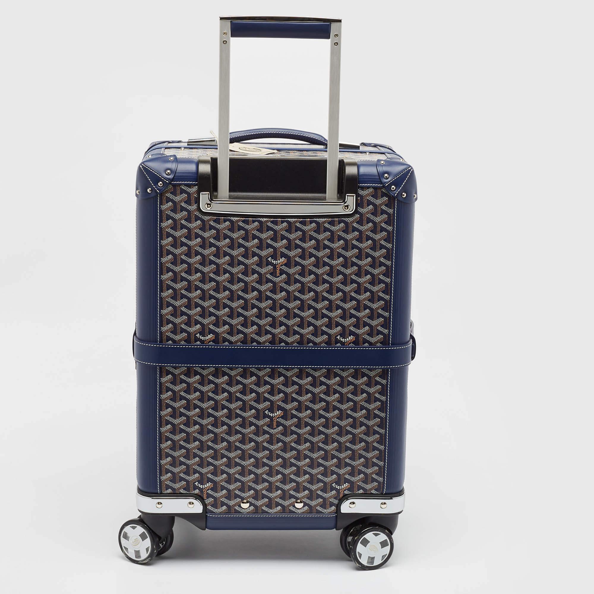 Goyard Blue Goyardine Coated Canvas Bourget PM Trolley Case In New Condition In Dubai, Al Qouz 2