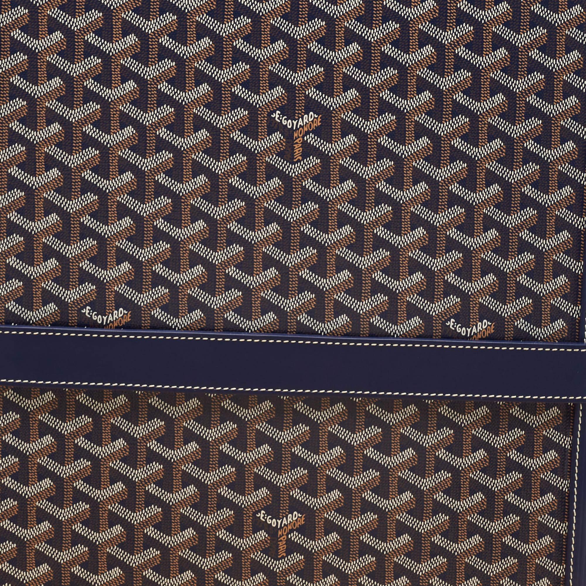 Men's Goyard Blue Goyardine Coated Canvas Bourget PM Trolley Case