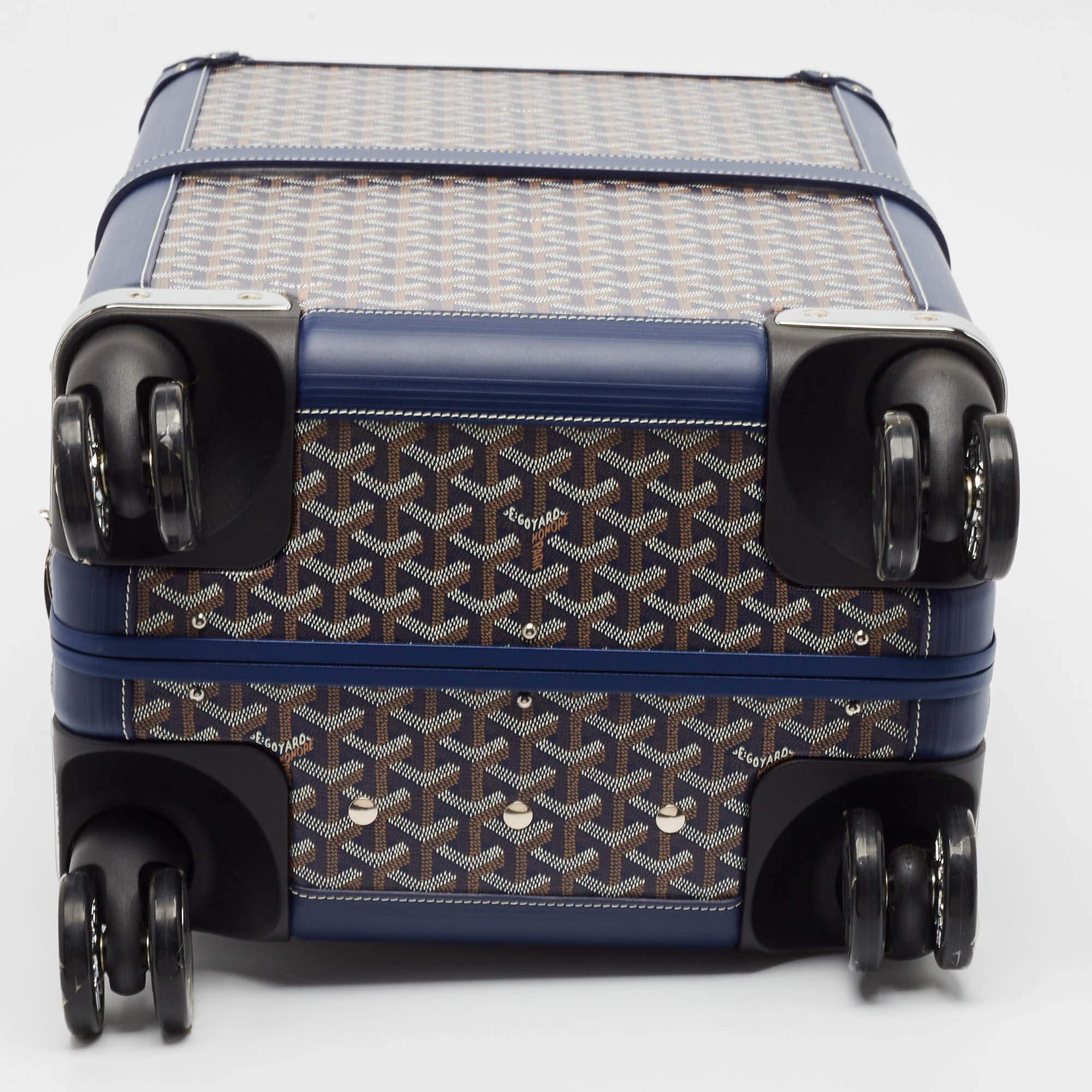 Goyard Blue Goyardine Coated Canvas Bourget PM Trolley Case 1