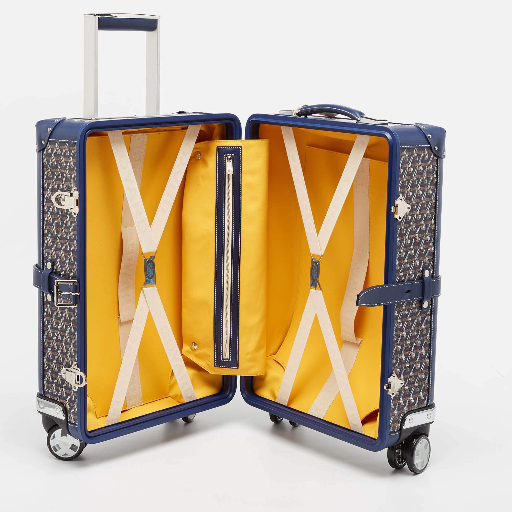 Goyard Blue Goyardine Coated Canvas Bourget PM Trolley Case 2
