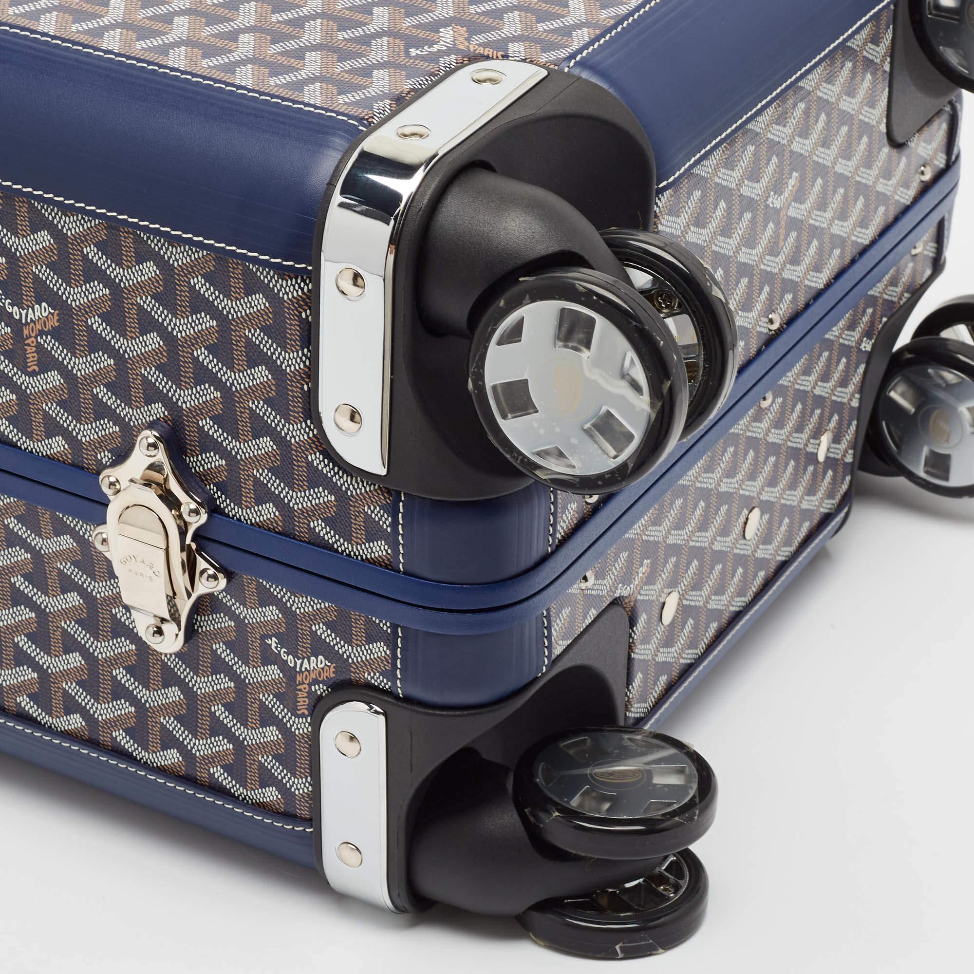 Goyard Blue Goyardine Coated Canvas Bourget PM Trolley Case 4