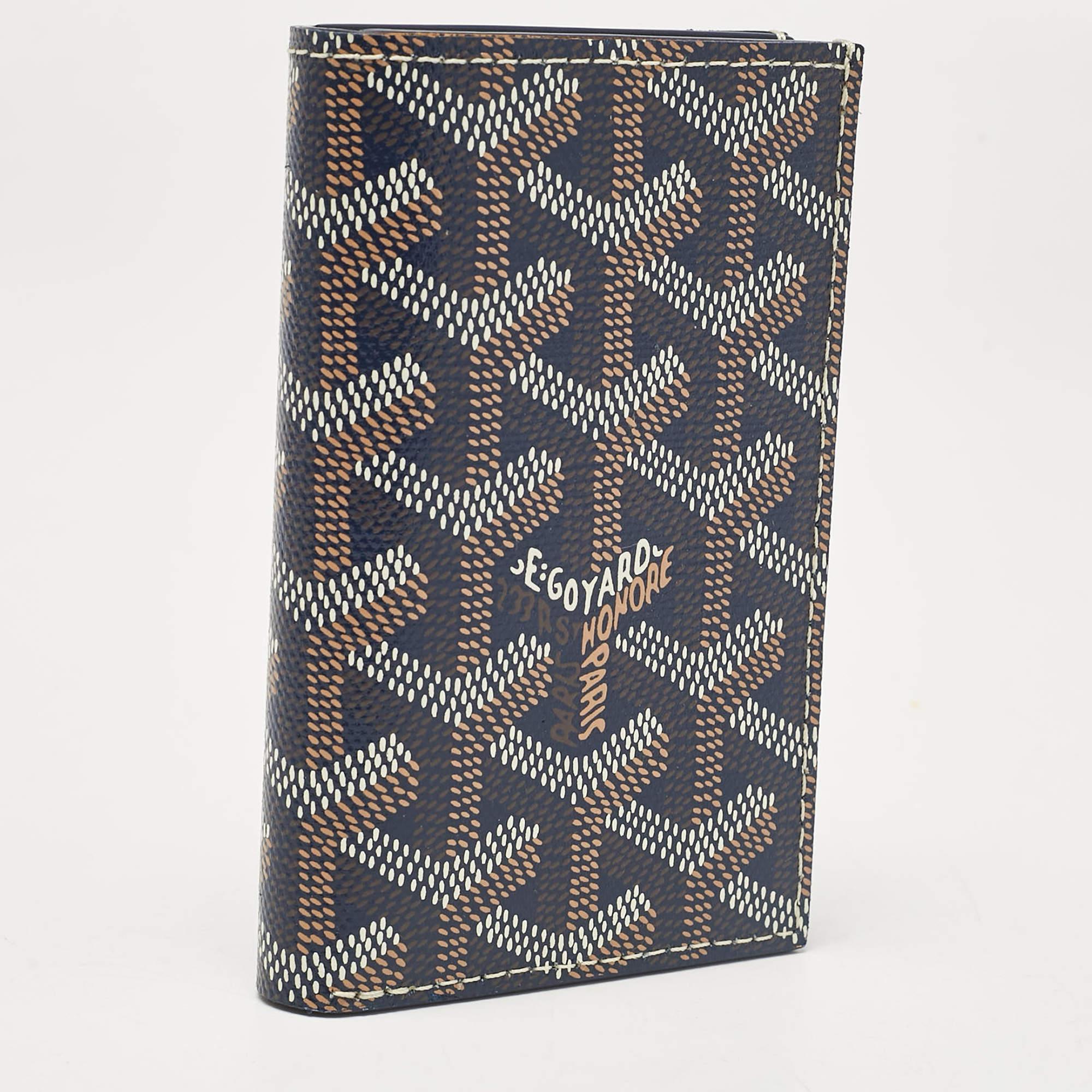 Black Goyard Blue Goyardine Coated Canvas Saint Pierre Bifold Card Holder