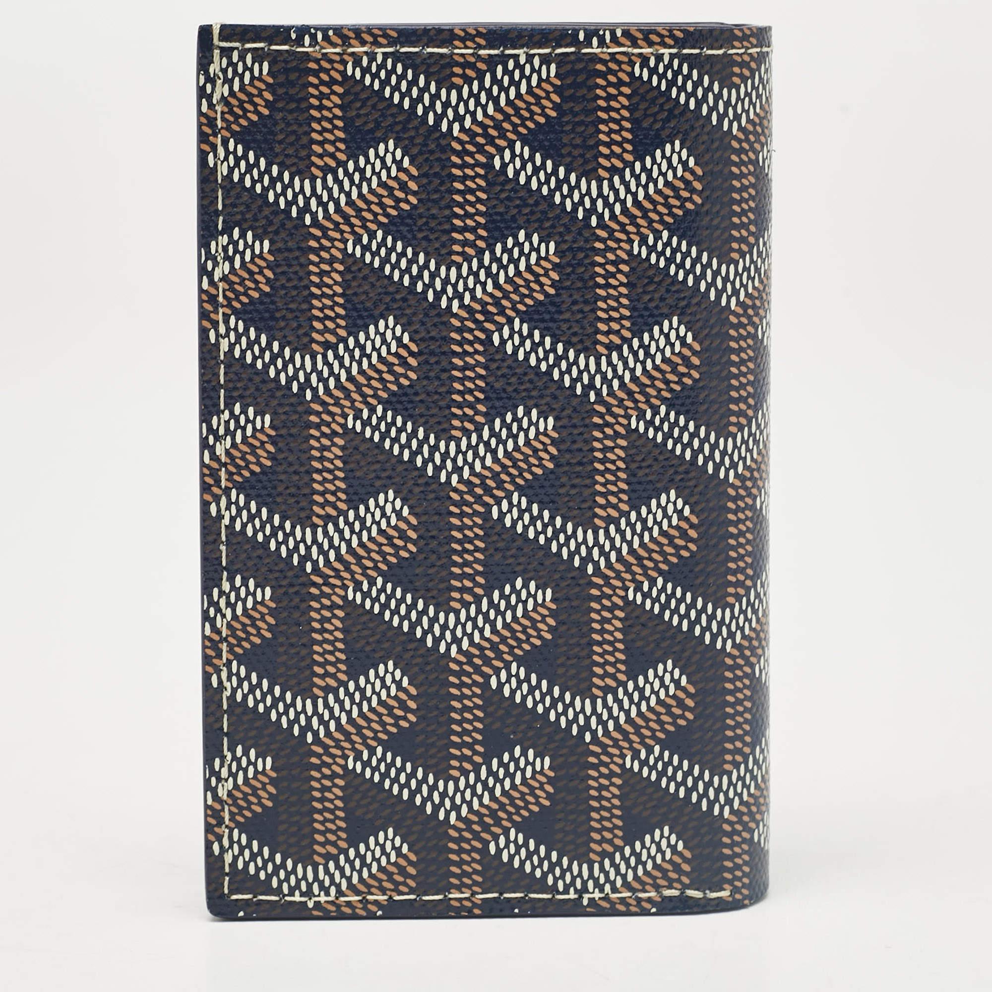 Goyard Blue Goyardine Coated Canvas Saint Pierre Bifold Card Holder In New Condition In Dubai, Al Qouz 2