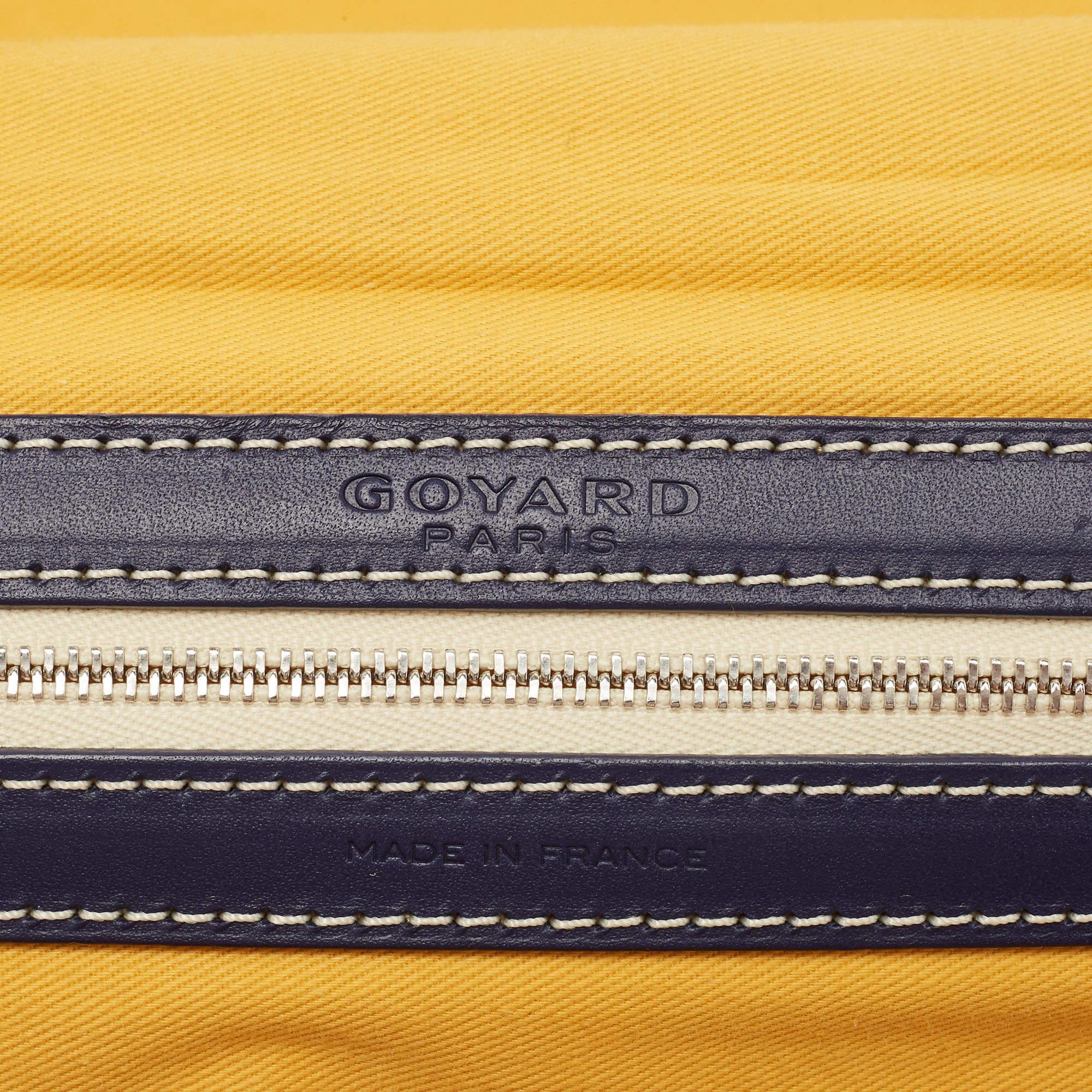 Goyard Blue Goyardine Coated Canvas Striped and Leather Bourget PM Trolley 10