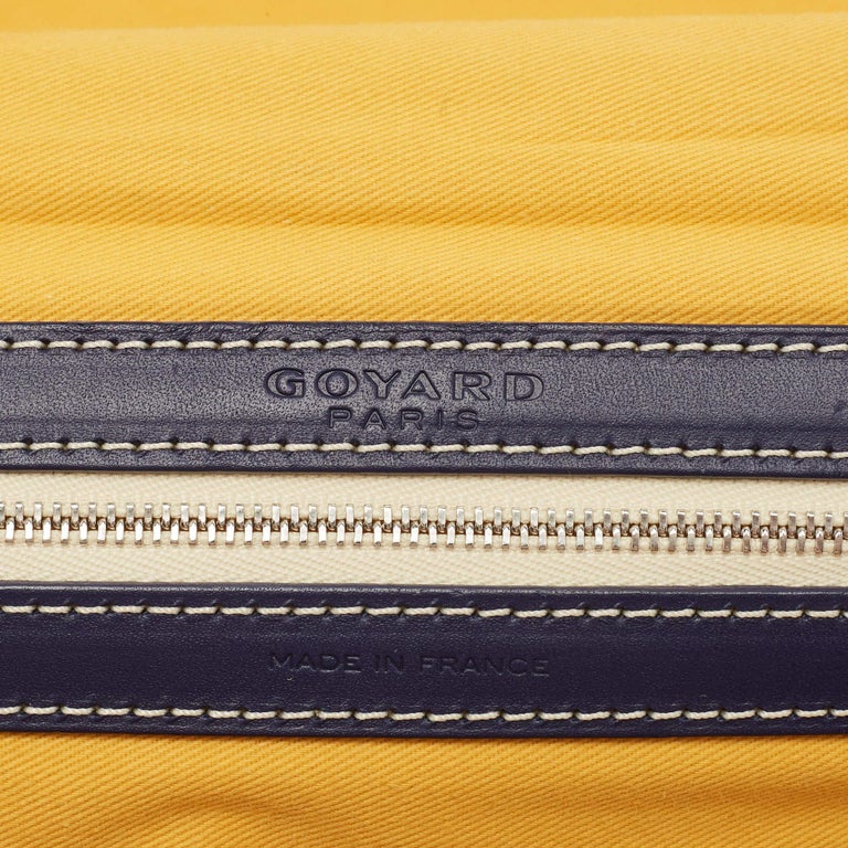 Goyard Blue Goyardine Coated Canvas Striped and Leather Bourget PM