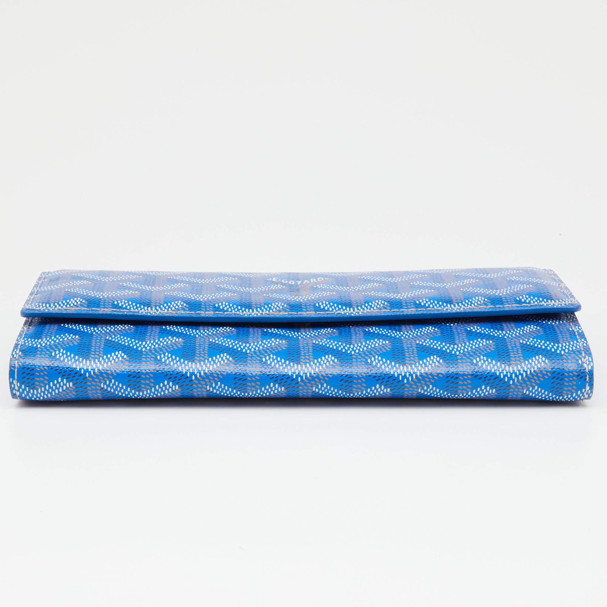 Women's Goyard Blue Goyardine Coated Canvas Varenne Continental Wallet