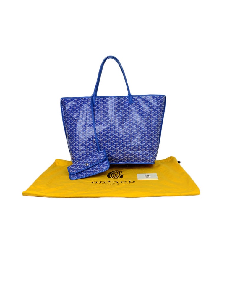 Goyard Blue Goyardine/Leather Anjou GM Reversible Tote Bag w/ Pouch rt  $3,180 at 1stDibs