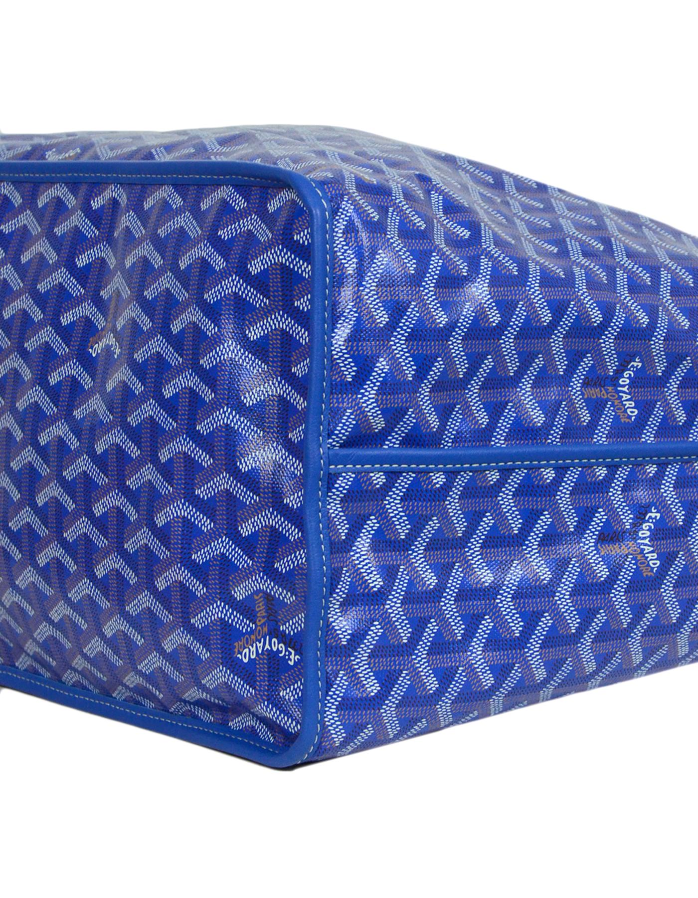 Goyard Blau Goyardine/Leder Anjou GM Reversible Tote Bag w / Pouch rt $3.180 für Damen oder Herren