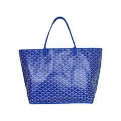 Goyard Blue Goyardine/Leather Anjou GM Reversible Tote Bag w/ Pouch rt $3, 180
