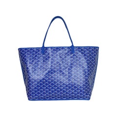 Goyard Blue Goyardine/Leather Anjou GM Reversible Tote Bag w/ Pouch rt $3, 180