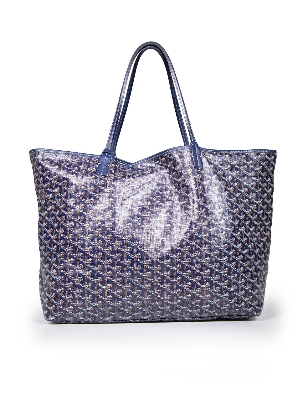 Goyard Blue Goyardine Saint Louis GM Tote In Excellent Condition For Sale In London, GB