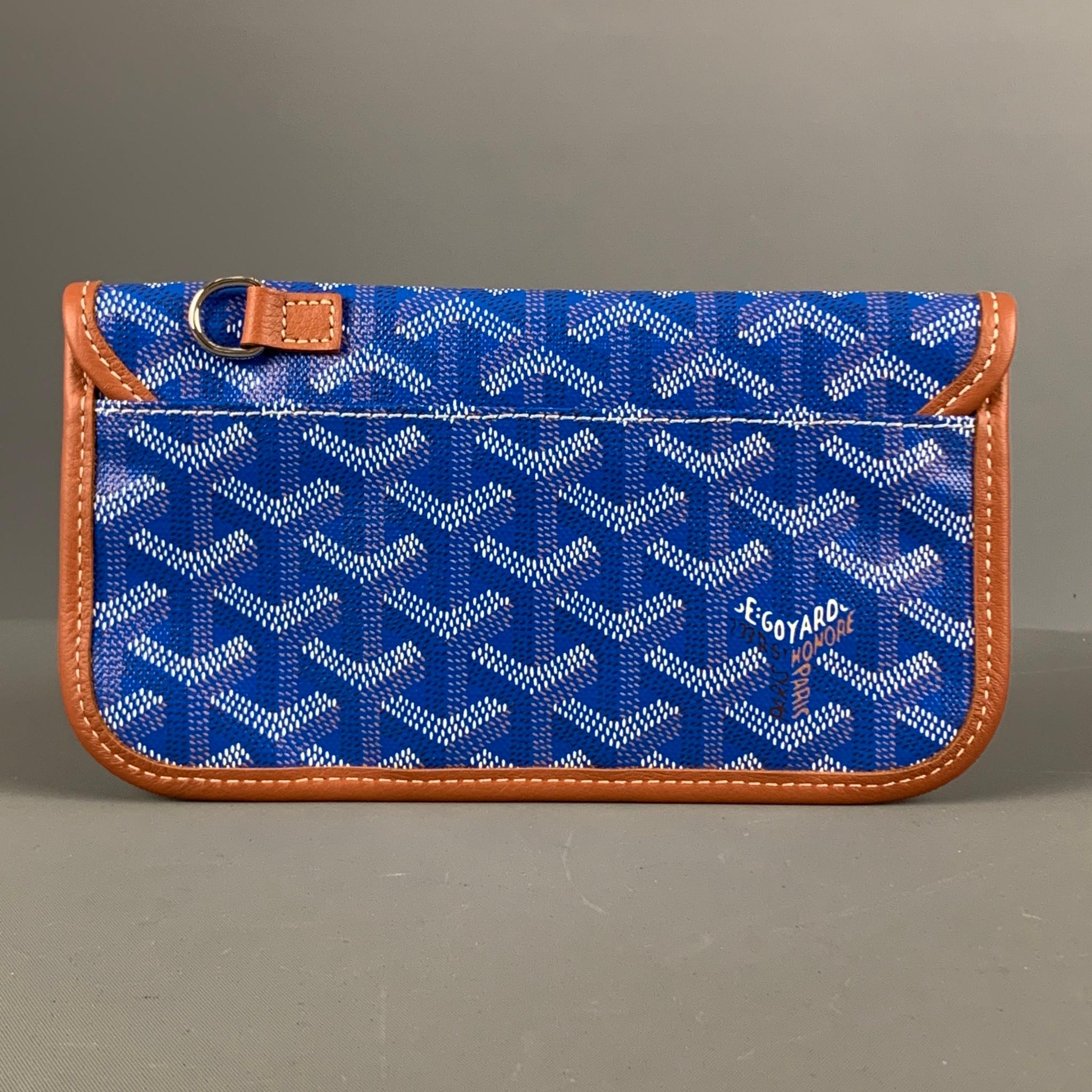 GOYARD Blue Tan Logo Coated Canvas Wallet For Sale at 1stDibs