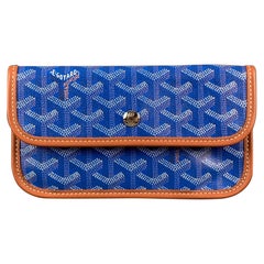 Used GOYARD Blue Tan Logo Coated Canvas Wallet