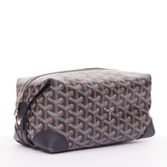 GOYARD Boeing 25 navy blue Goyardine canvas silver hardware toiletry pouch bag