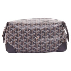 GOYARD Boeing 25 navy blue Goyardine canvas silver hardware toiletry pouch bag