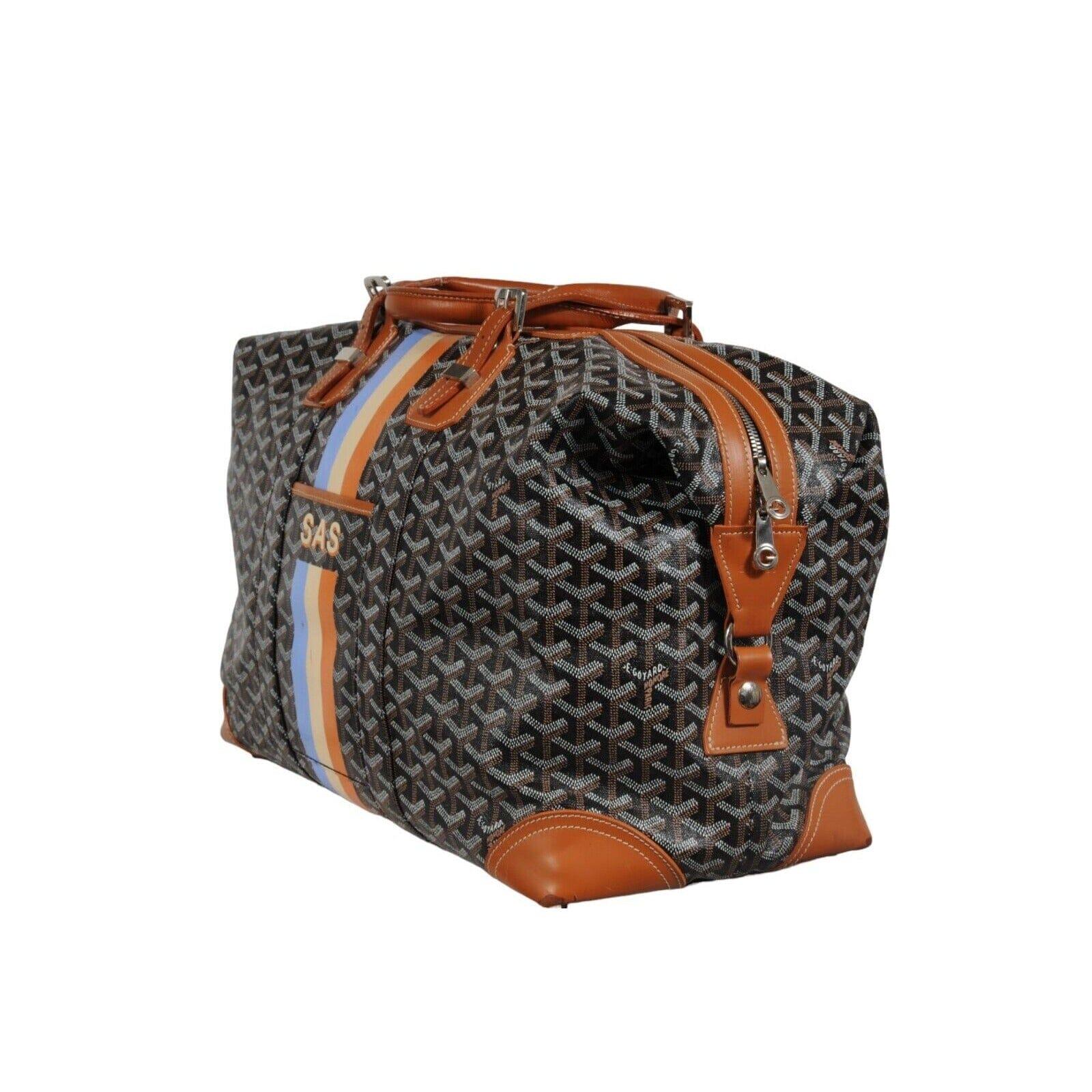 Goyard Boeing 45 Schwarz Braun Leder Duffle Travel Carry On Urlaub Wochenendtasche im Angebot 6