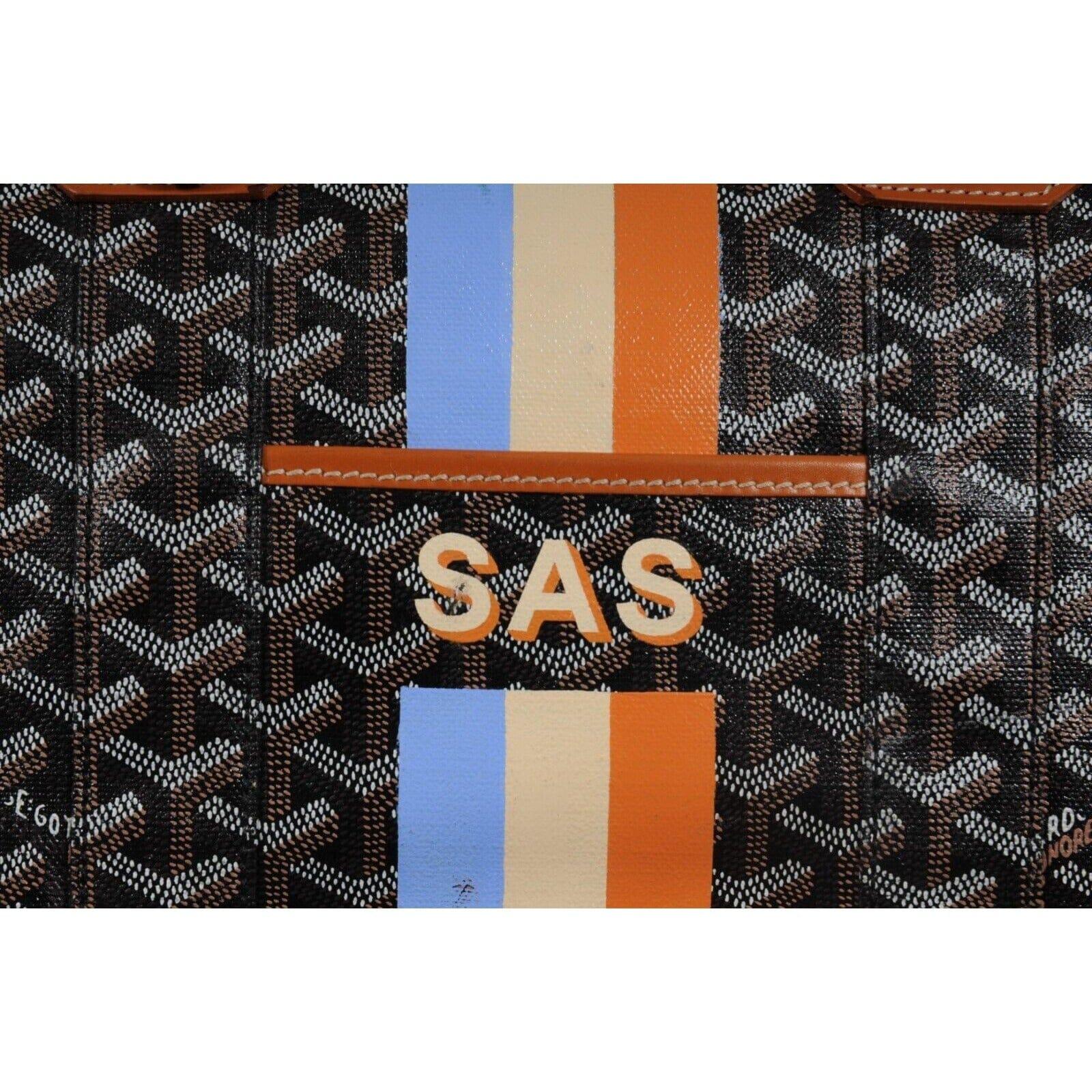 Goyard Boeing 45 Schwarz Braun Leder Duffle Travel Carry On Urlaub Wochenendtasche im Angebot 7