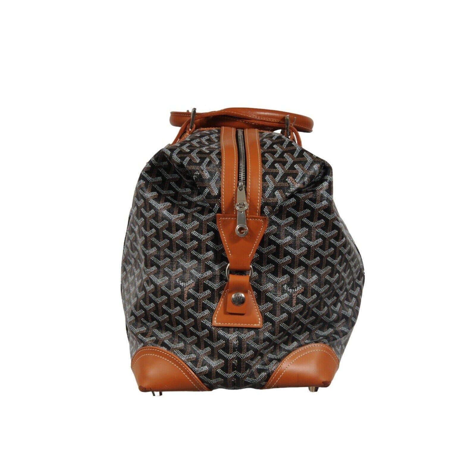 Goyard Boeing 45 Schwarz Braun Leder Duffle Travel Carry On Urlaub Wochenendtasche im Angebot 8