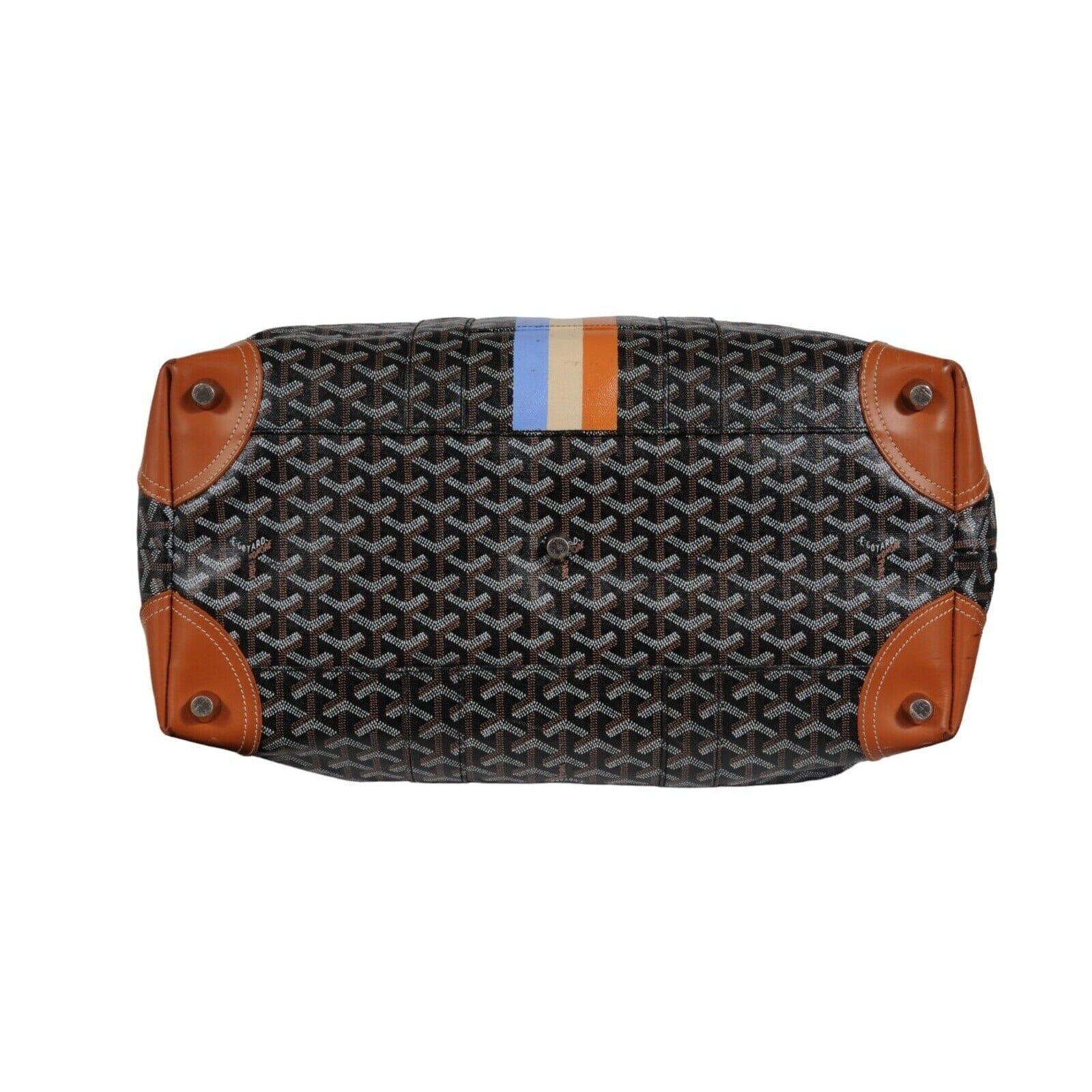 Goyard Boeing 45 Schwarz Braun Leder Duffle Travel Carry On Urlaub Wochenendtasche im Angebot 9