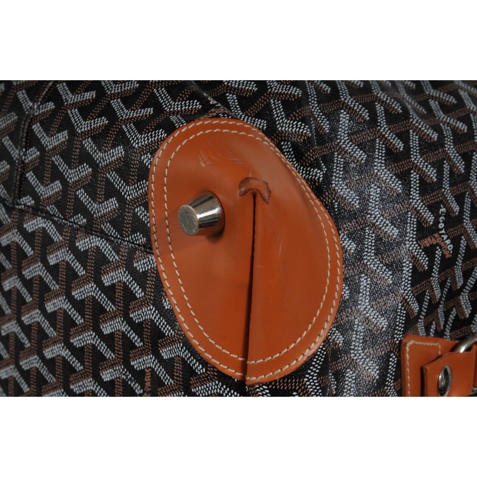 Goyard Boeing 45 Schwarz Braun Leder Duffle Travel Carry On Urlaub Wochenendtasche im Angebot 11