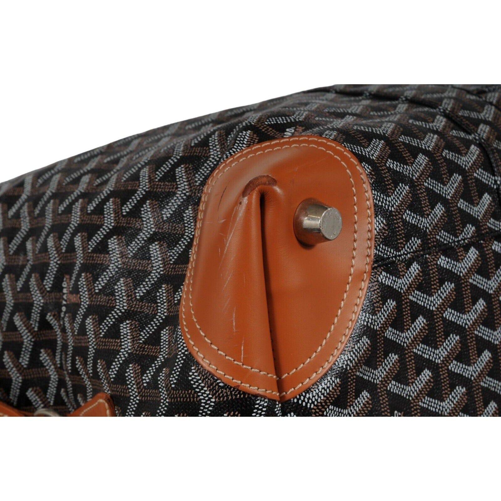 Goyard Boeing 45 Schwarz Braun Leder Duffle Travel Carry On Urlaub Wochenendtasche im Angebot 12